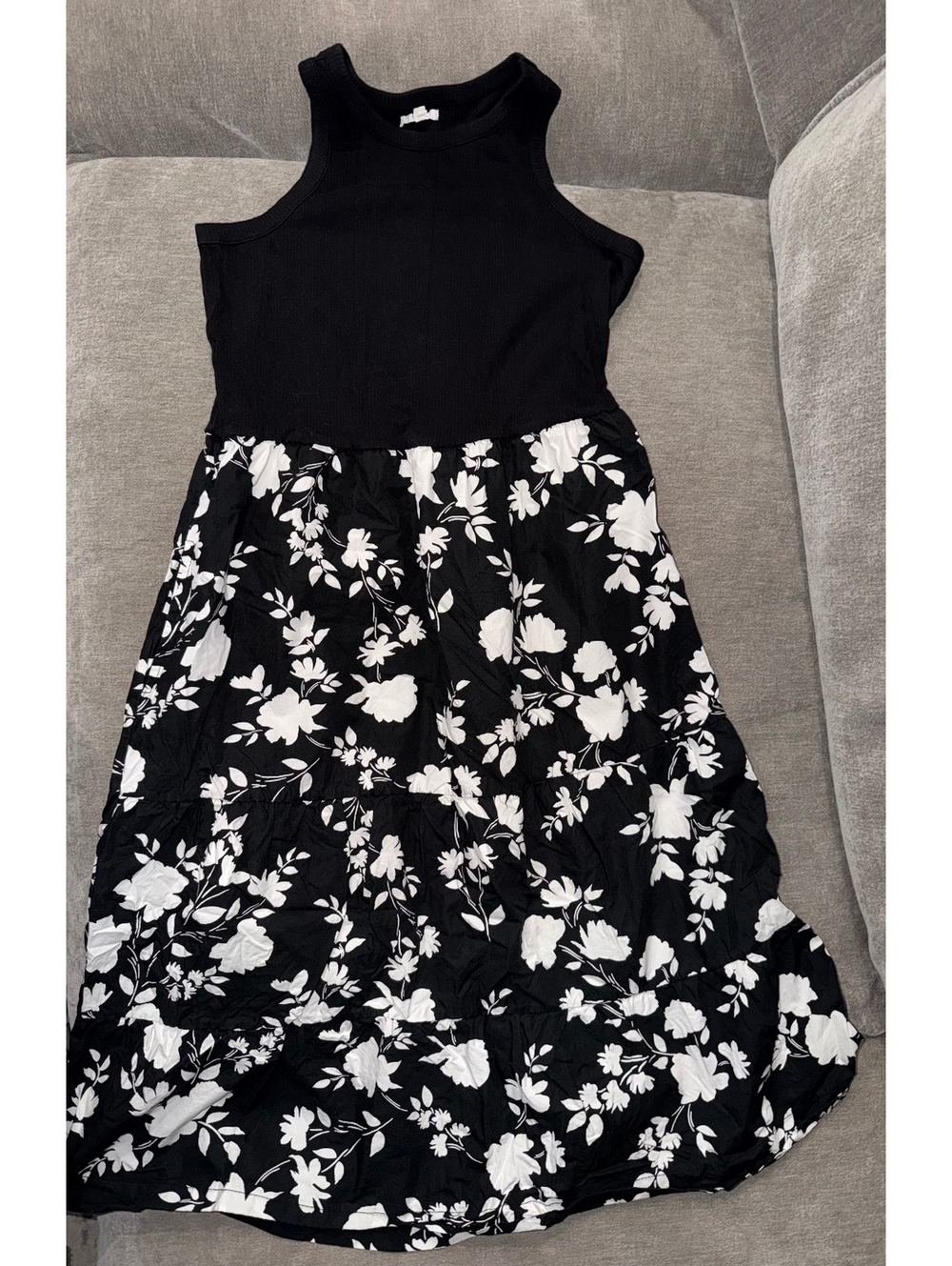 Maurices Black and white floral sleeveless dress
